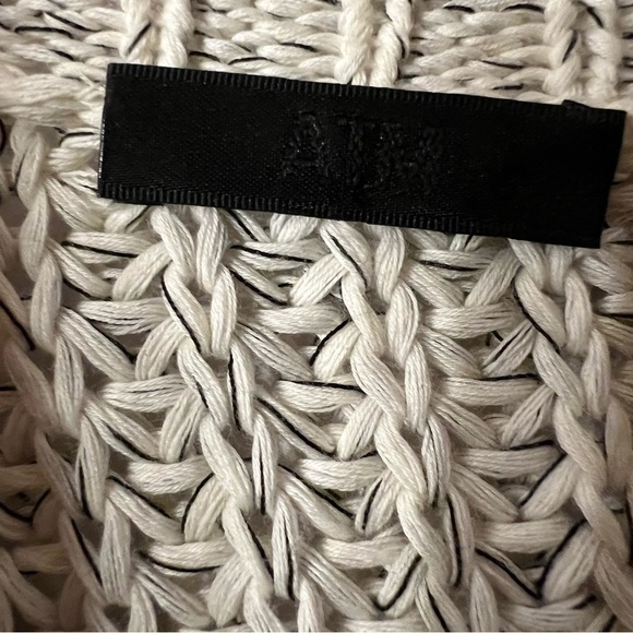 ATM cream crochet open knit cap slv sweater sz XS beachy cable pattern - Picture 3 of 7